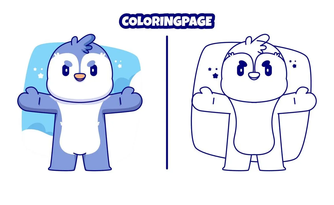 Penguin coloring page vector art, icons, and graphics for