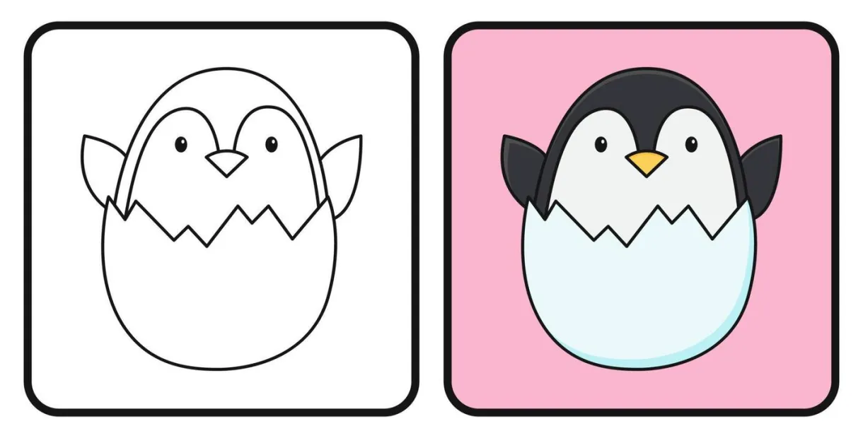 Penguin coloring page vector art, icons, and graphics for
