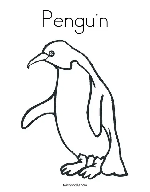 Penguin coloring page twisty noodle