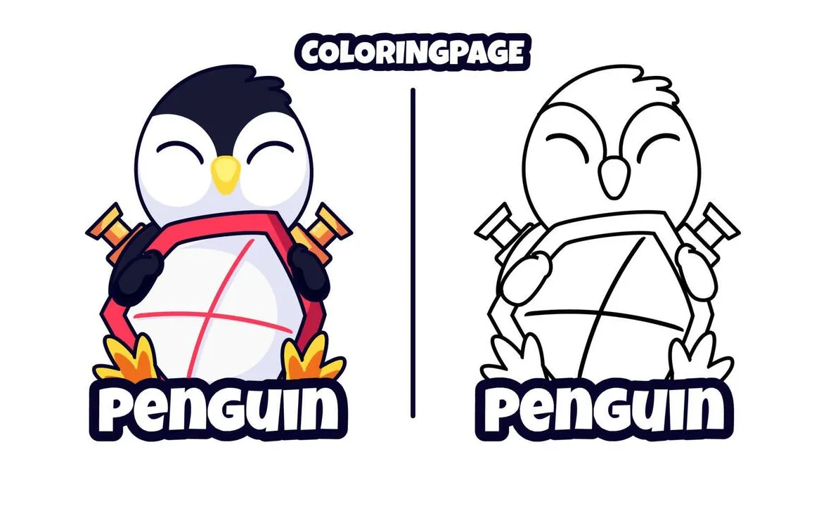 Penguin Coloring Page Vector Art, Icons, and Graphics for Free Download