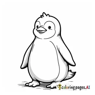 Penguin waddling away smiling — ai coloring page generator