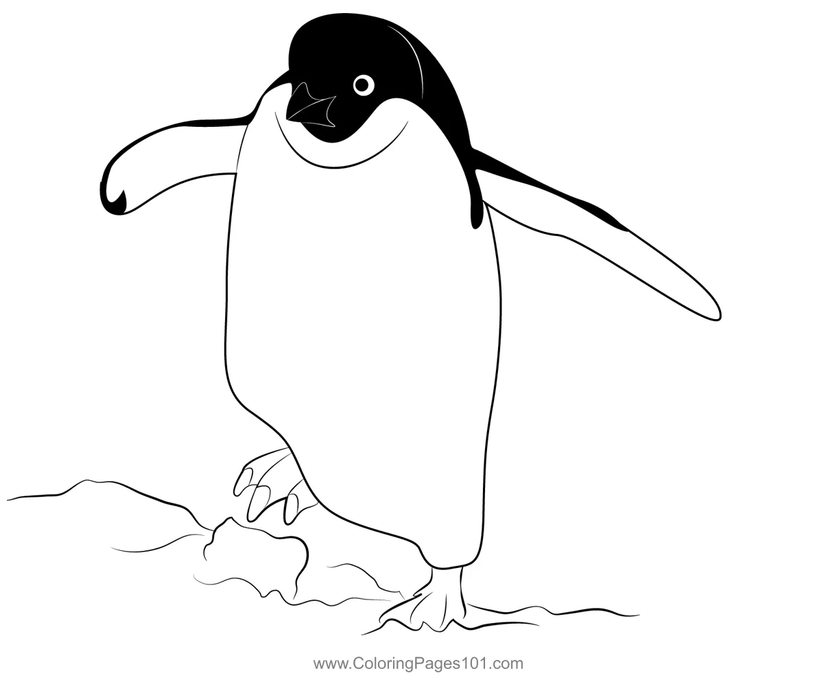 Penguin walking coloring page for kids free penguins printable