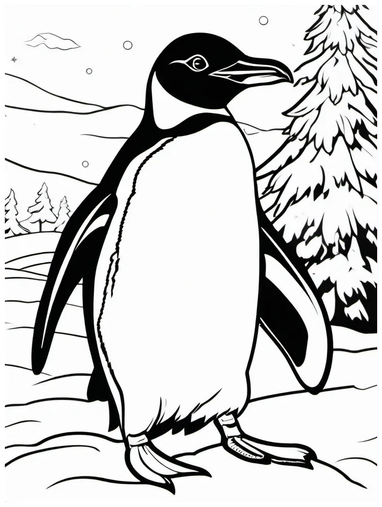 Penguin coloring pages penguin waddling across the snow