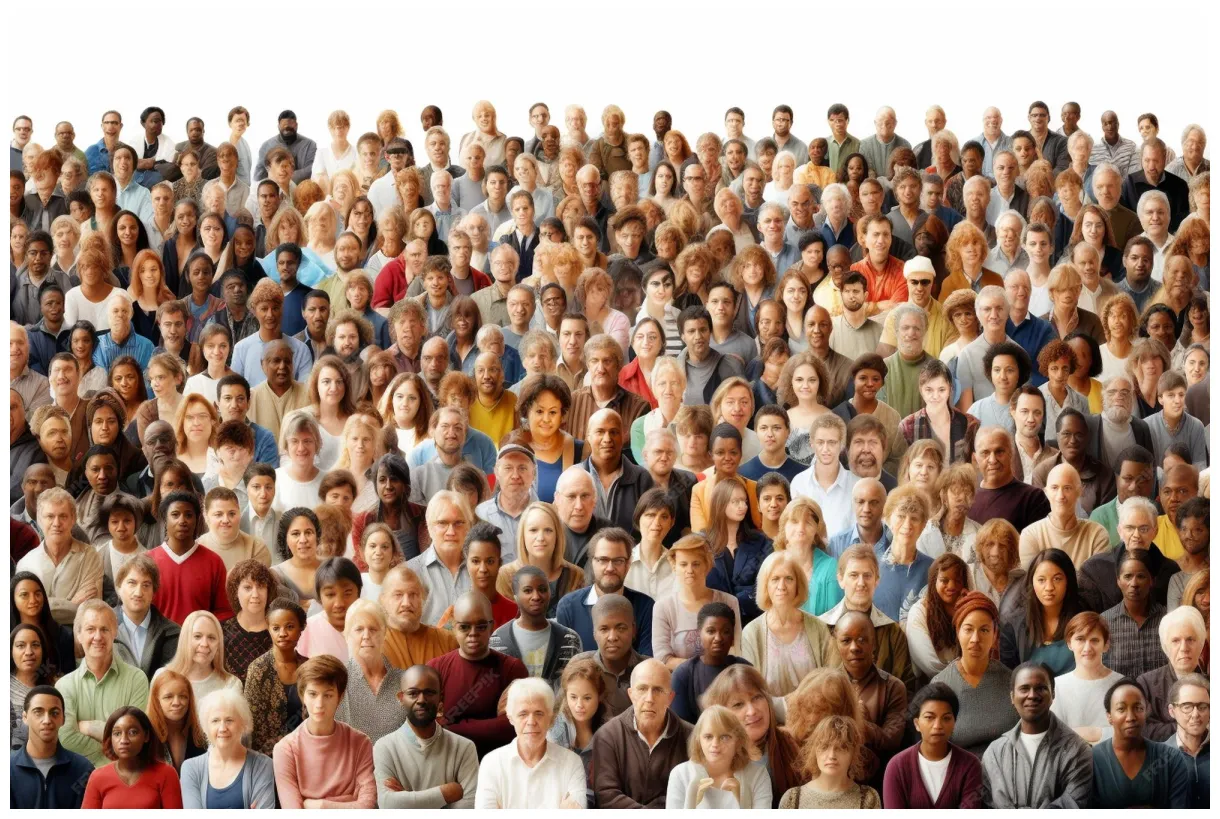 Premium diverse crowd of people of different ages and races