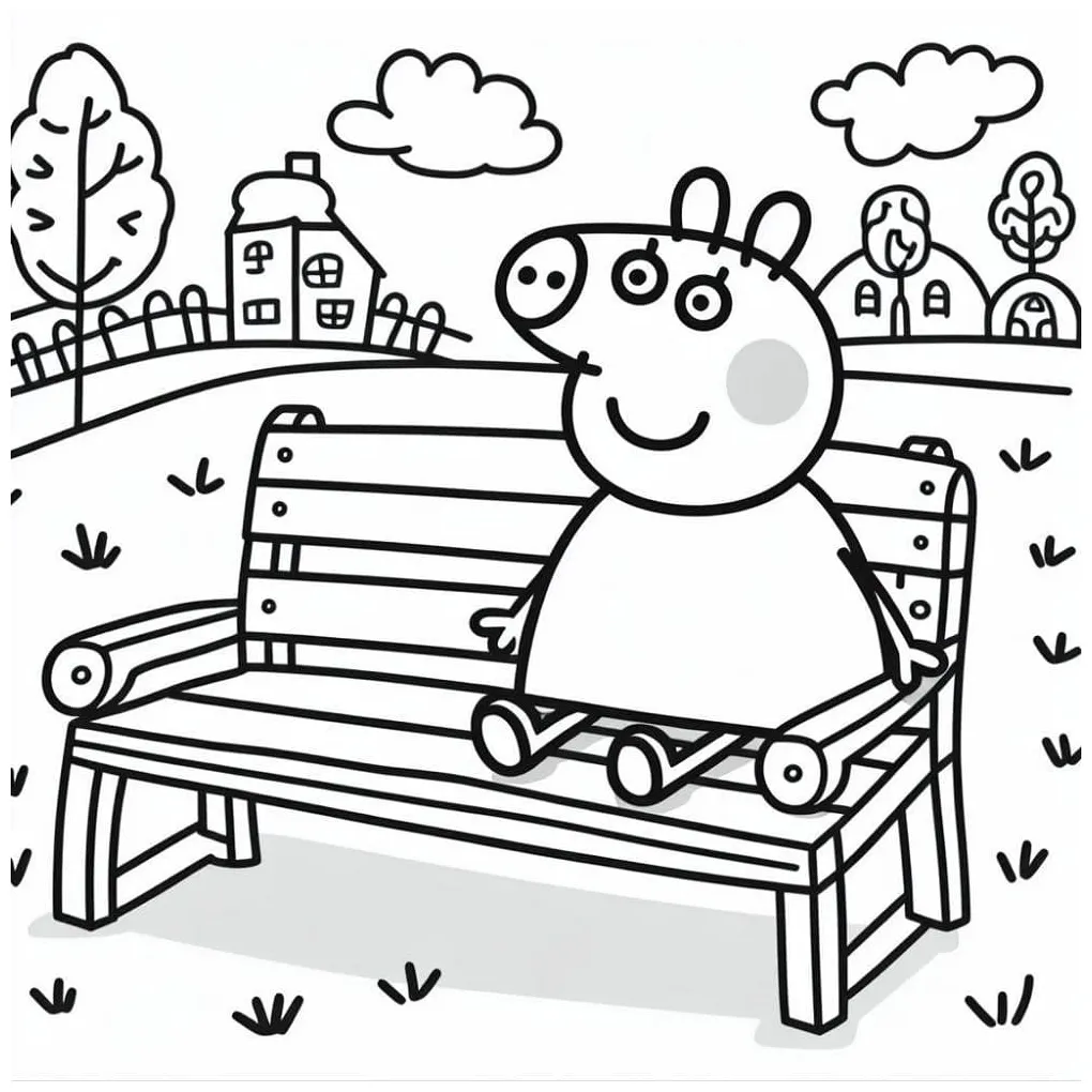 Peppa pig is smiling coloring page download, print or color online