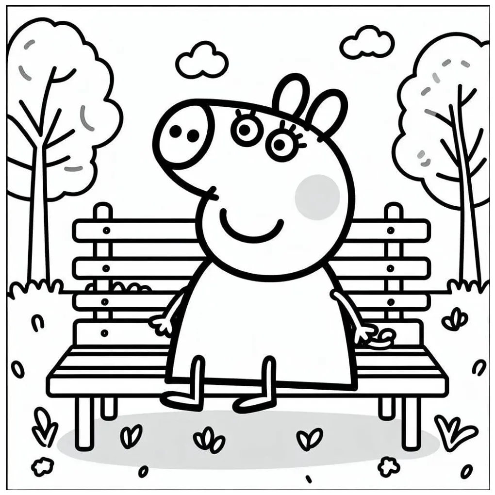 Peppa pig at the park coloring page download, print or color online