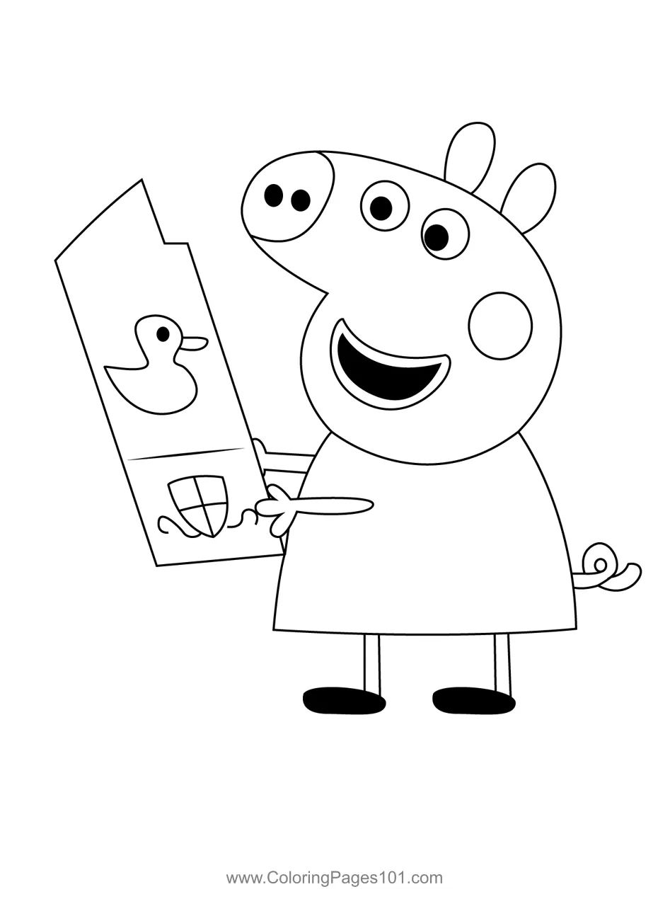 Peppa pig read coloring page for kids free peppa pig printable