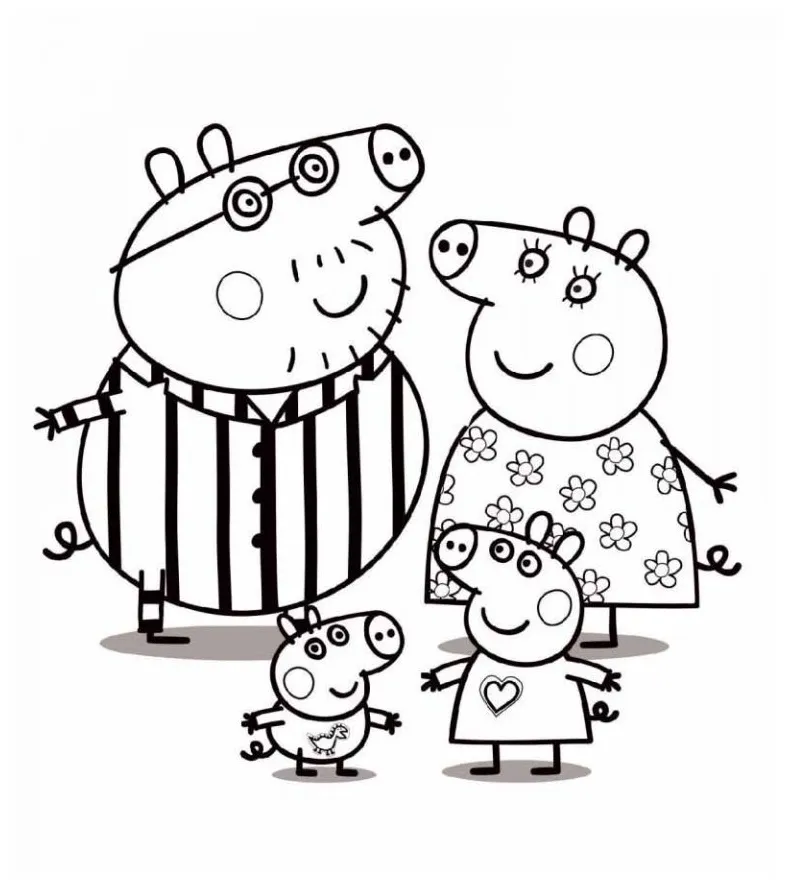 Peppa pig family coloring pictures – Coloring pages