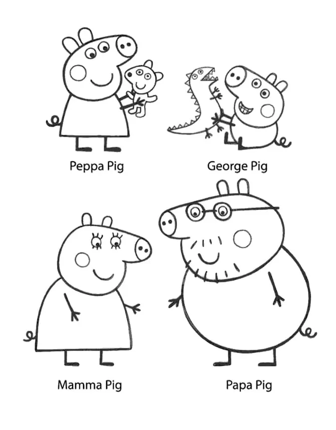 Printable Peppa Pig's Family coloring page - Download, Print or Color