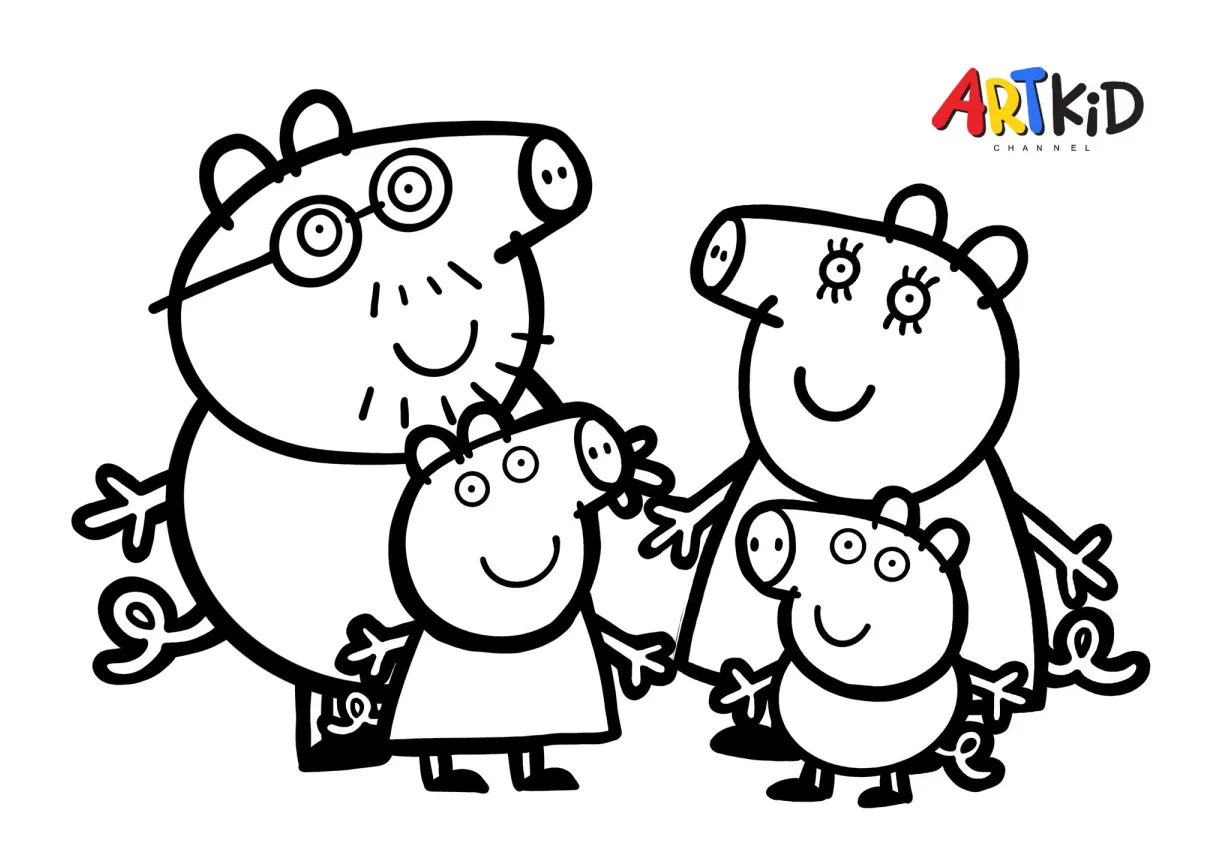 Peppa Pig Family Coloring Pages - Download Free Printable