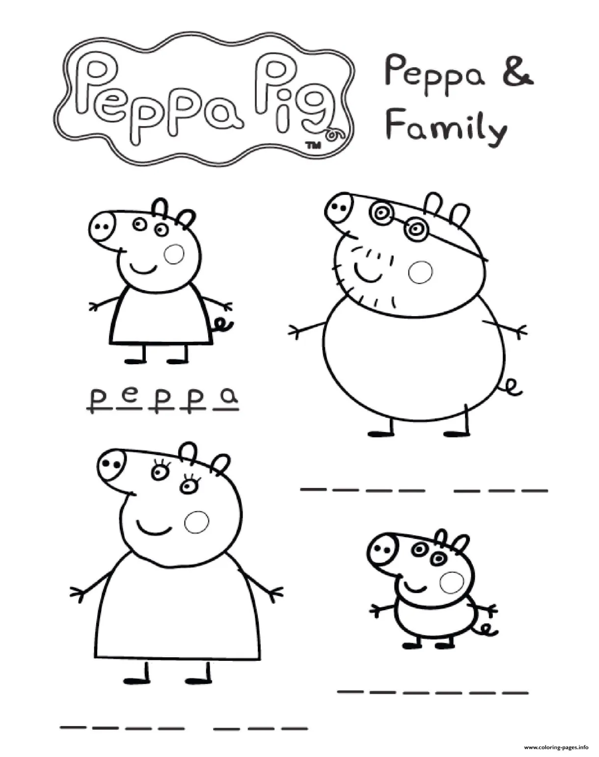 Peppa Pig Family Coloring Pages - Download Free Printable