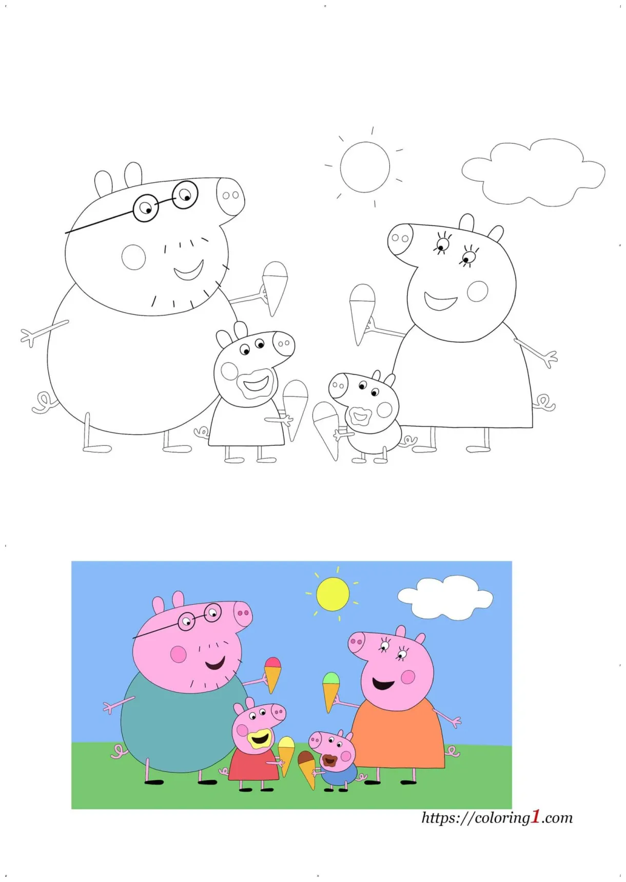 Peppa Pig Family Coloring Pages - 2 Free Coloring Sheets (2021)