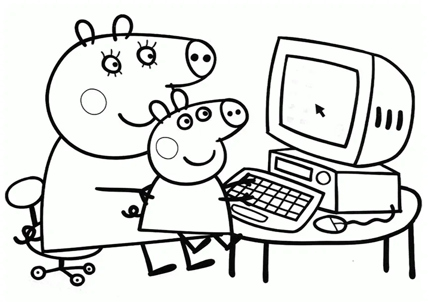 Peppa Pig Family Coloring Pages - Coloring Home