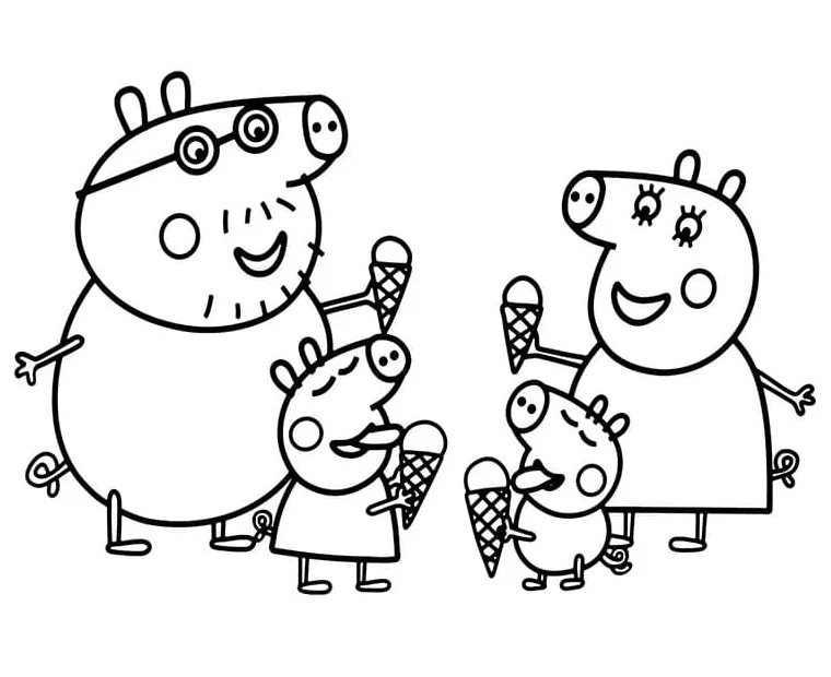 Printable Peppa Pig Family coloring page - Download, Print or Color
