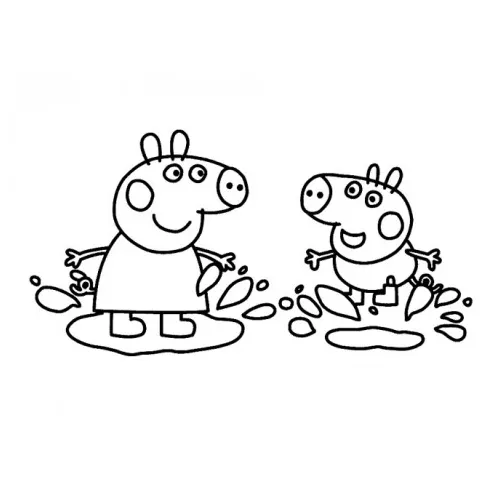 Coloring page peppa and george jump in the mud peppa pig free