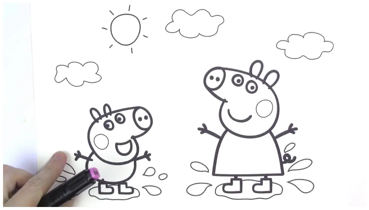 Peppa pig muddy puddles coloring pages coloring pages printable coloring page