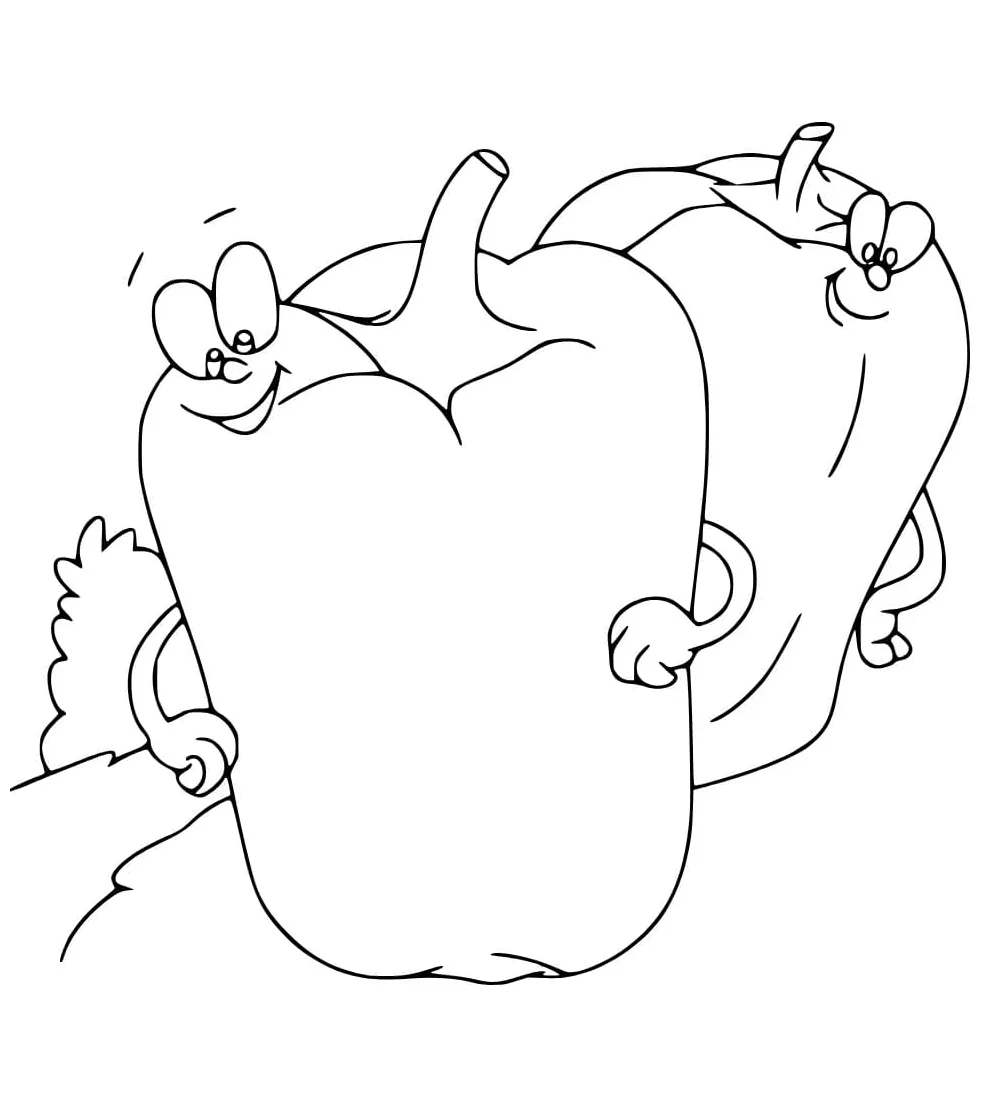 Cartoon bell peppers coloring page download, print or color online