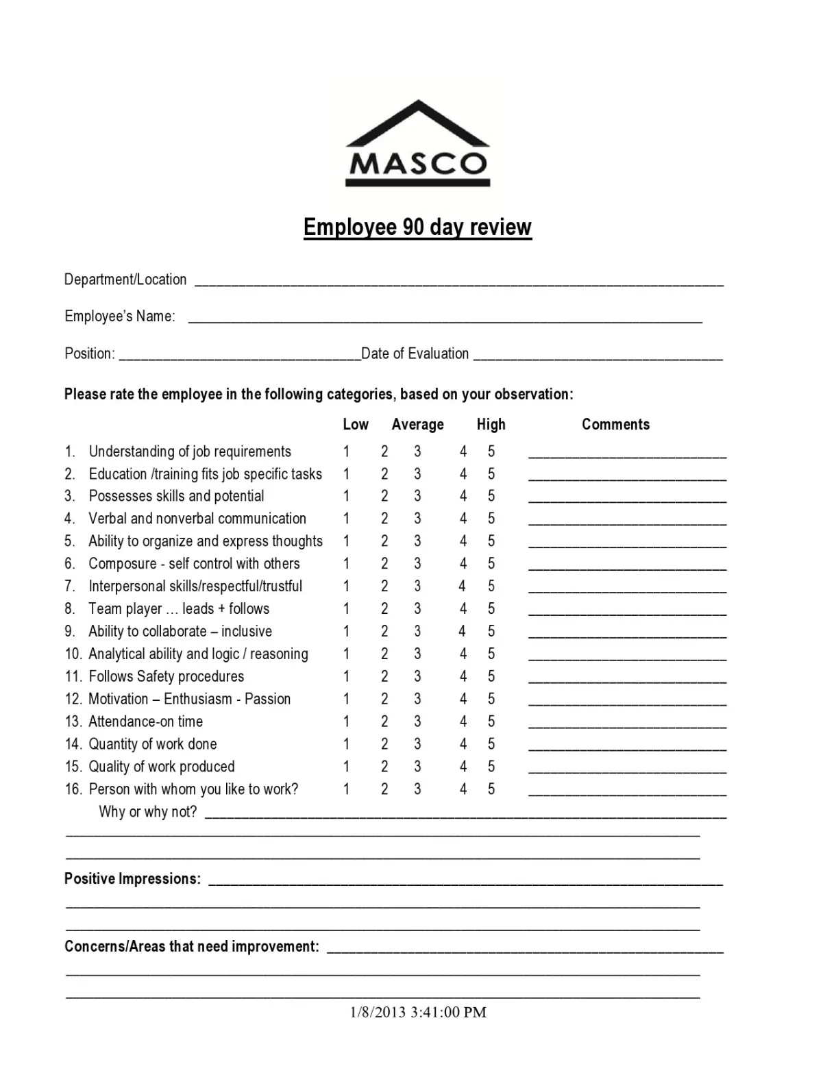 90 Day Review Templates (& Printable Examples) ᐅ TemplateLab