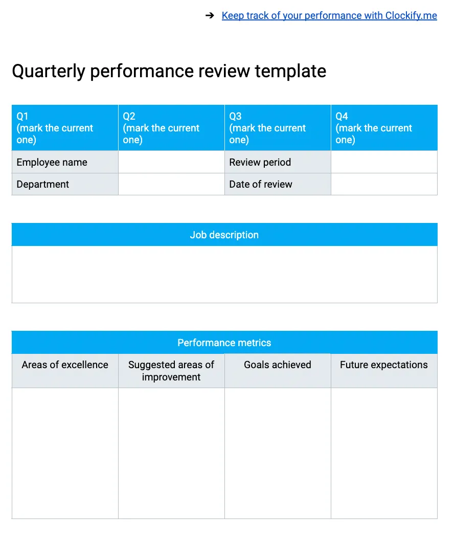 Project Manager Performance Review Template - prntbl