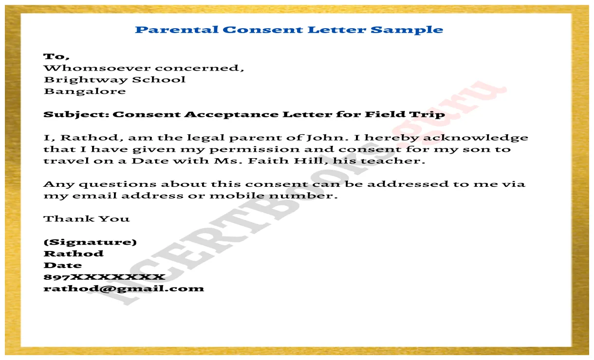 Permission letter for school