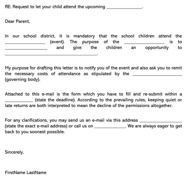 Permission letter for school trip parent consent guide & samples
