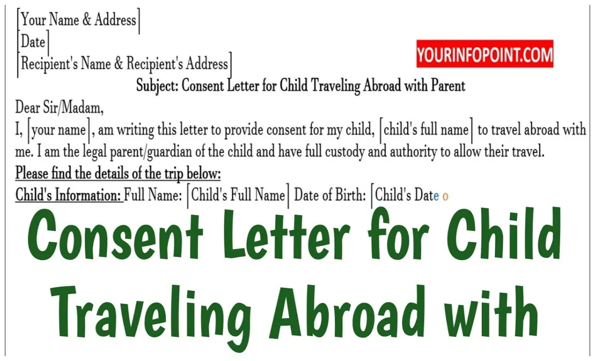 Permission letter for children to travel