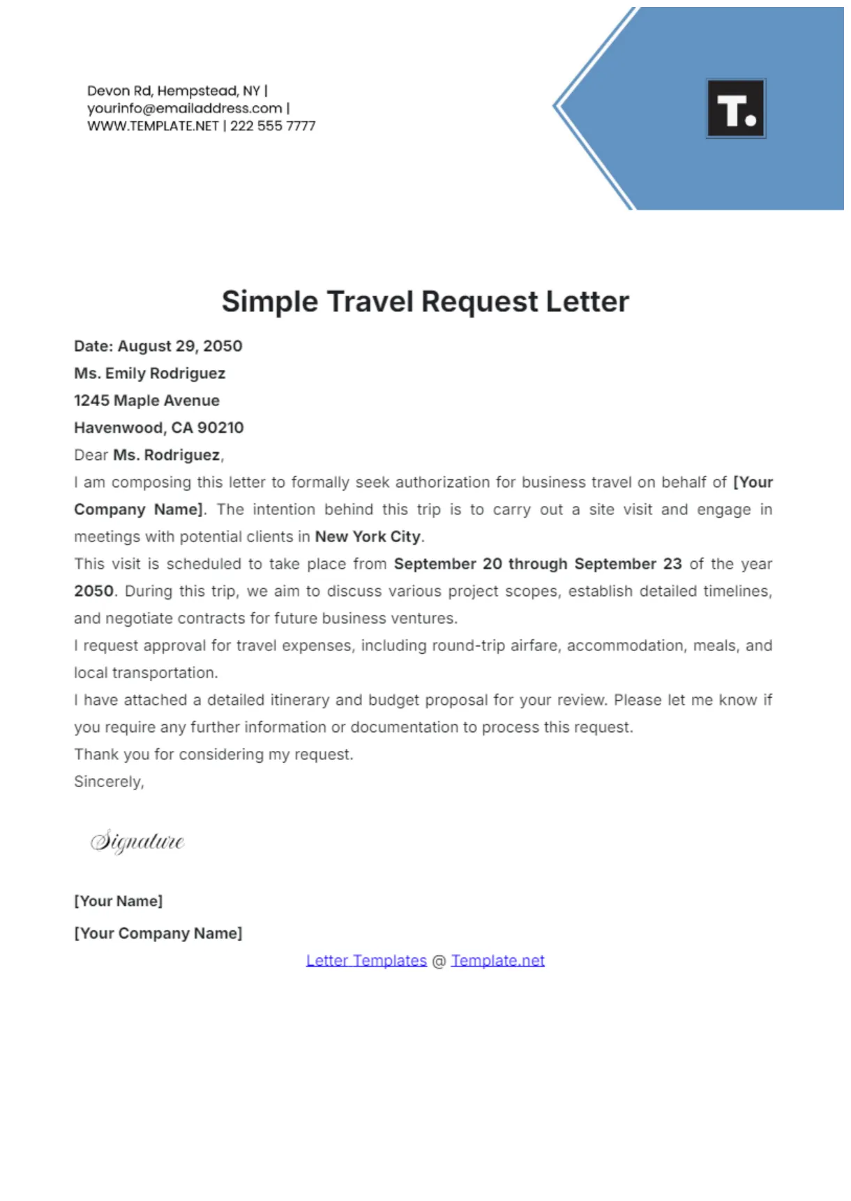 How to write a letter to your boss asking for permission to travel