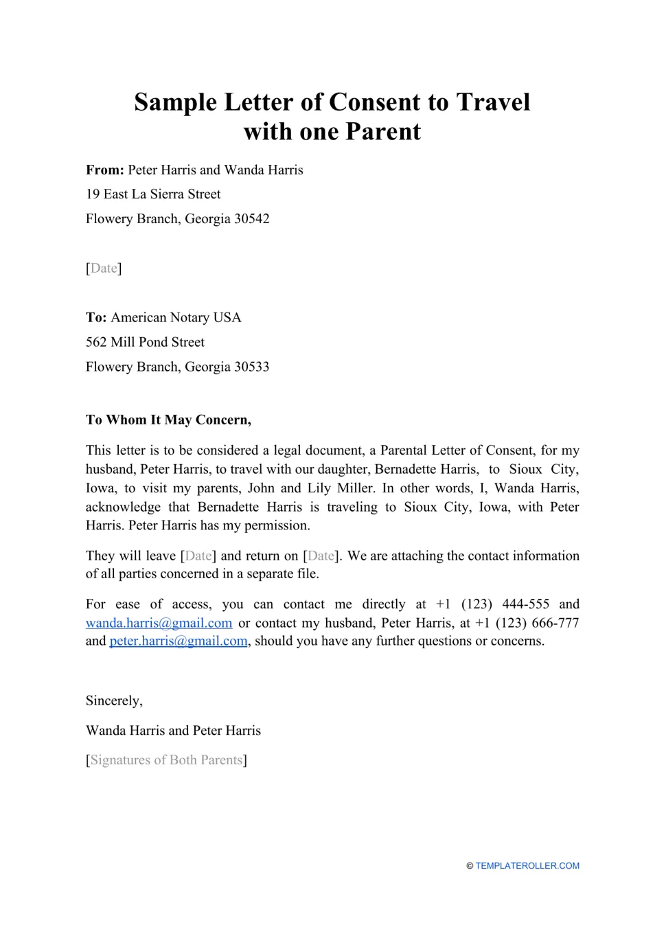 Travel letter template