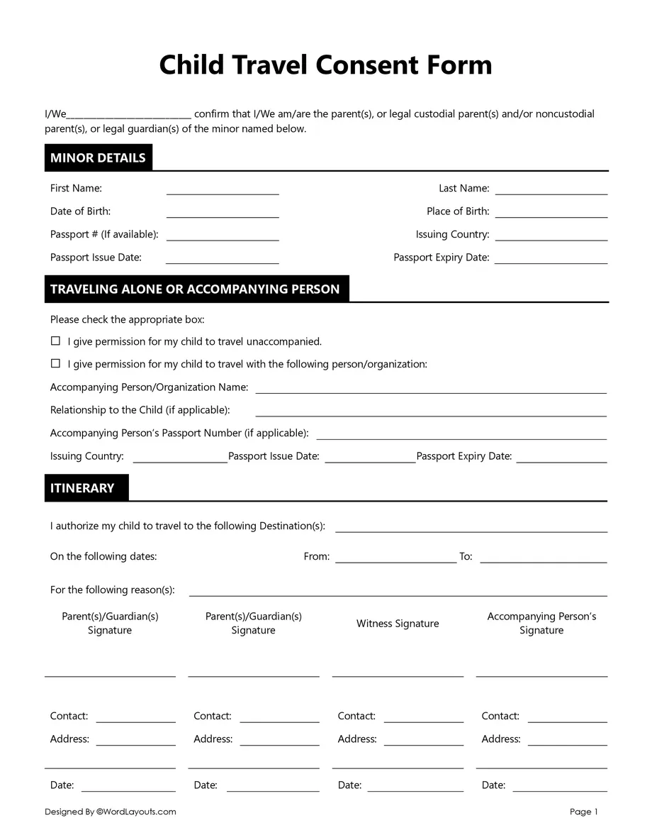 Child travel consent letter exleasing authority infoupdate