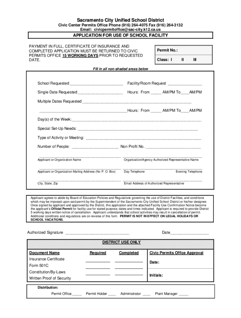 Fillable online facility use permit form.doc fax email print pdffiller