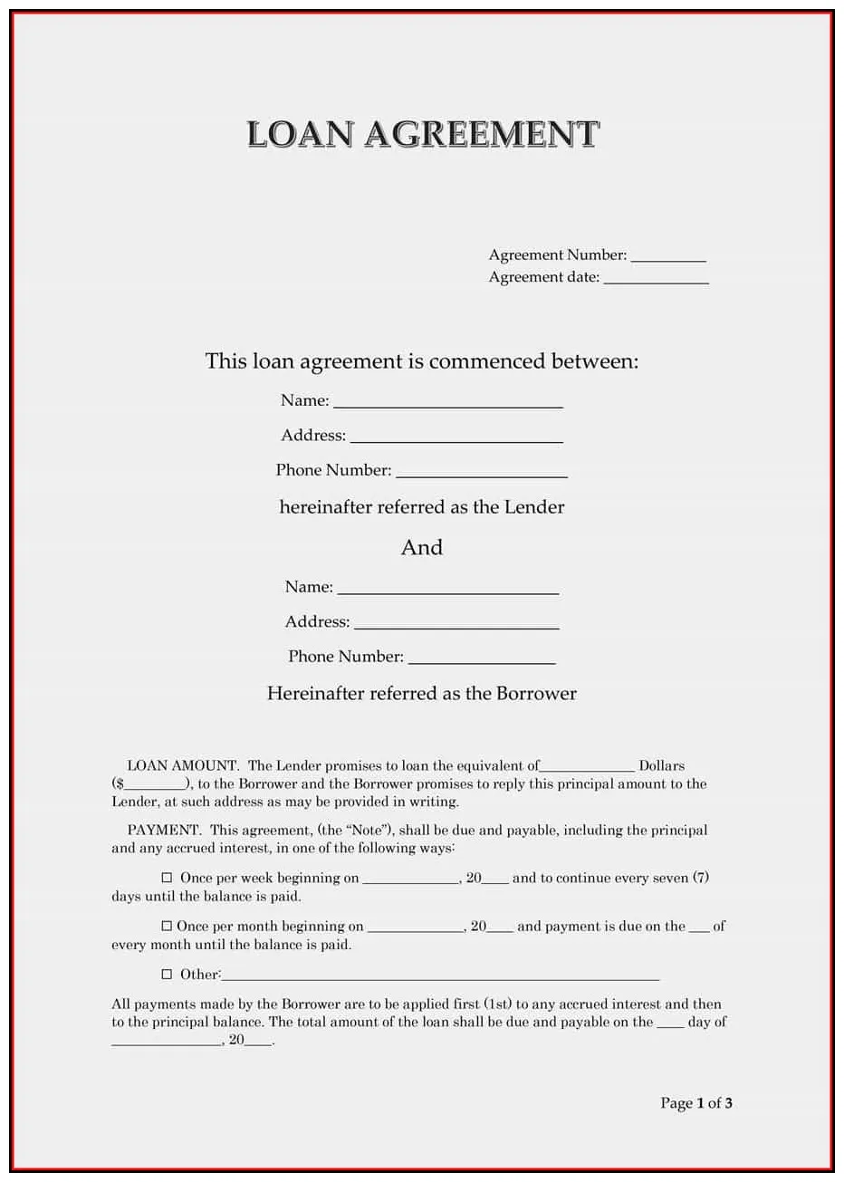 Personal loan agreement contract template template 1 resume