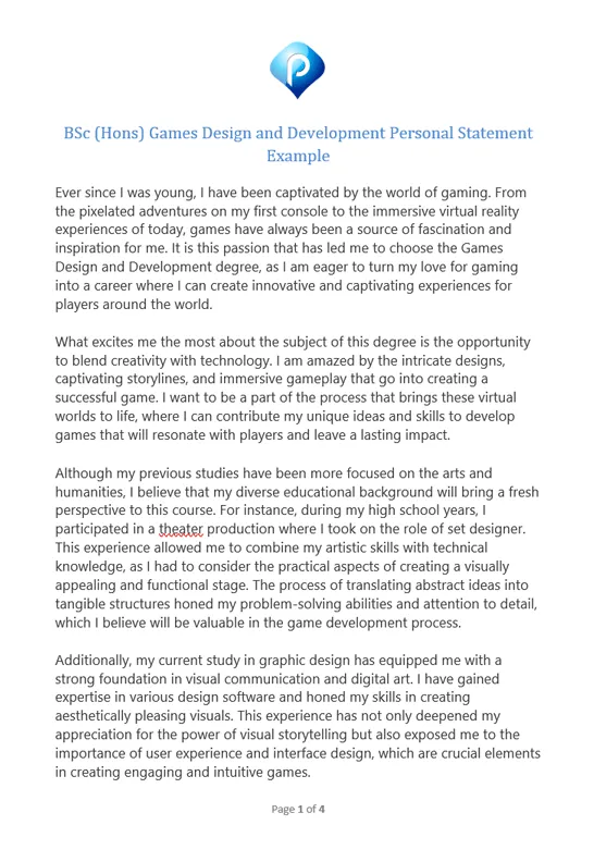 Games design and development bsc hons personal statement
