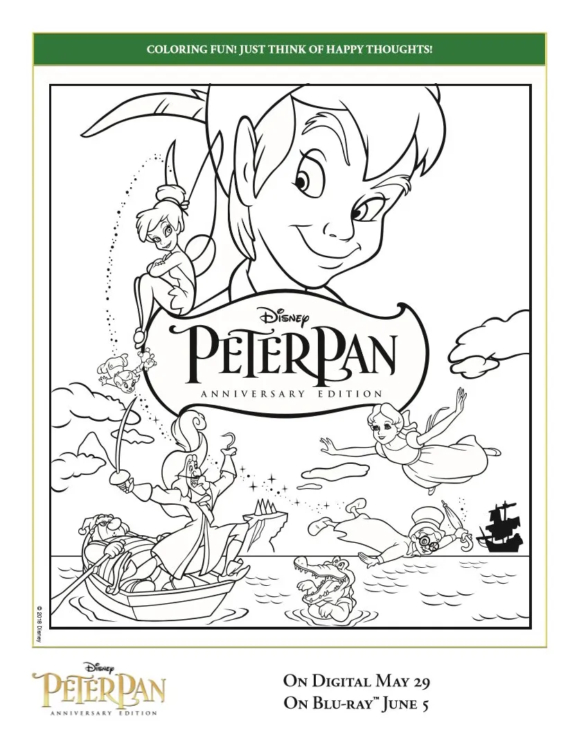 Peter pan coloring page free printable from disney printable coloring page