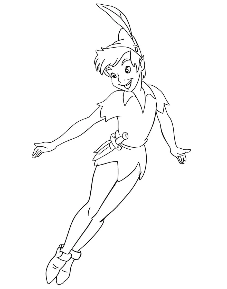 Cool peter pan is flying coloring page download, print or color printable coloring page