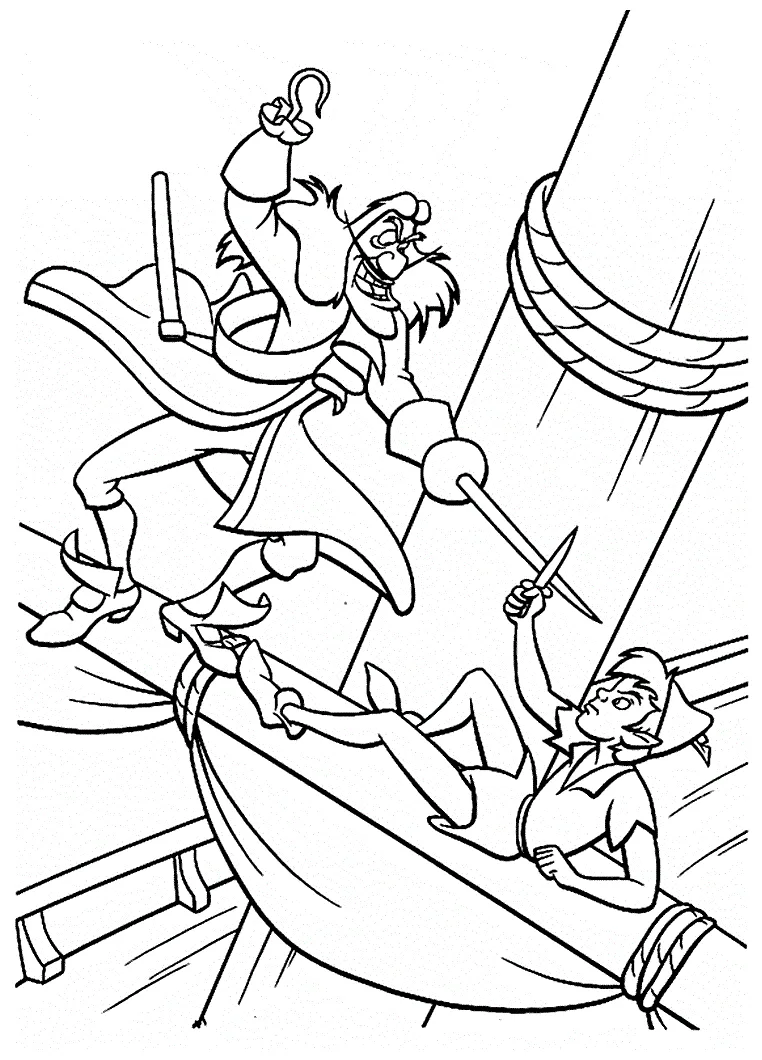 Peter pan flying ship coloring pages