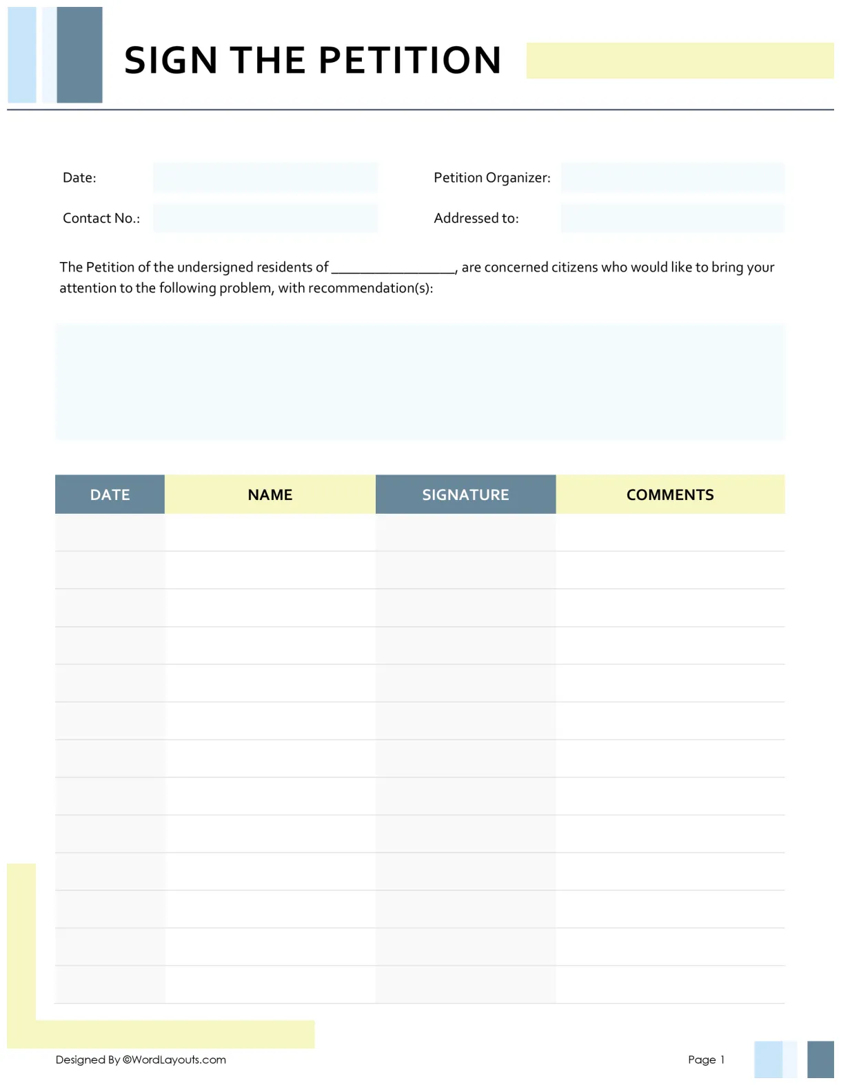 Petition format template wordlayouts
