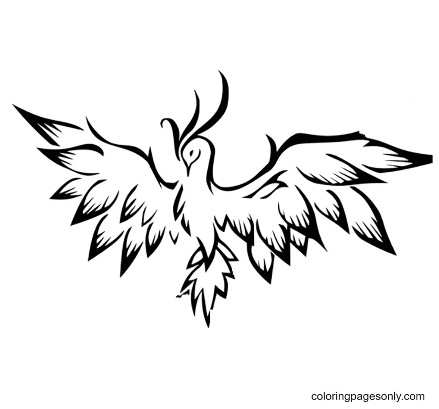 Easy Phoenix Coloring Page - Free Printable Coloring Pages