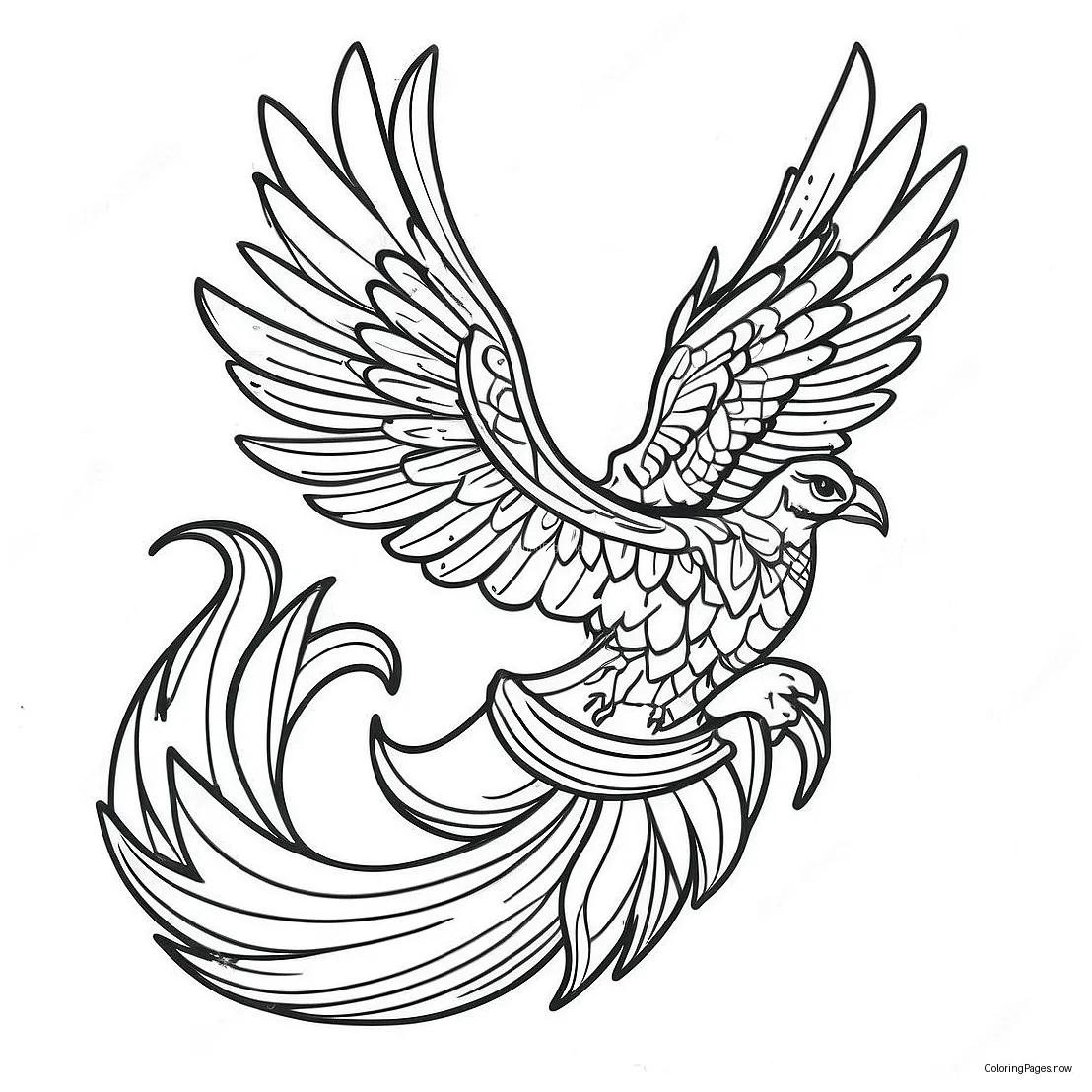 Majestic Phoenix Rising Coloring Page (6917-5632)