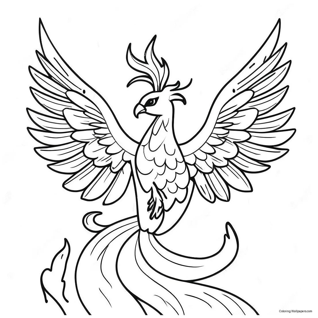 Phoenix Rising From Flames Coloring Page (42903-33944)