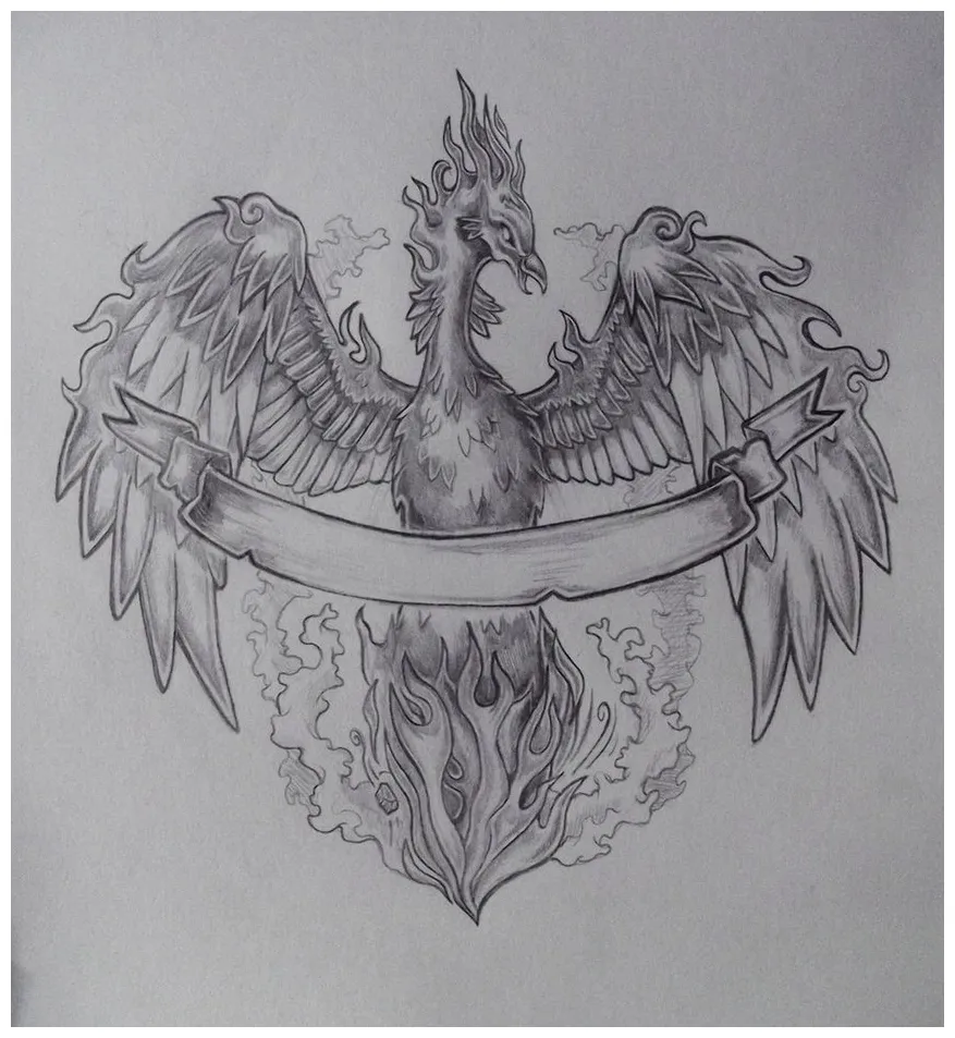 Phoenix rising from the ashes drawing at paintingvalley explore