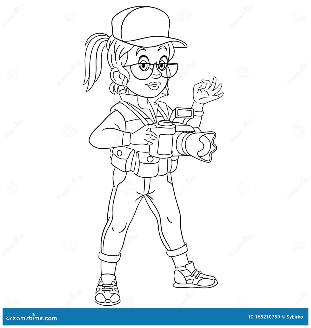 Coloring page with grapher woman stock vector illustration of