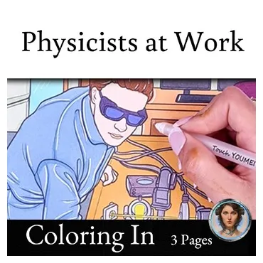 Scientist coloring page physicist working with lasers in the