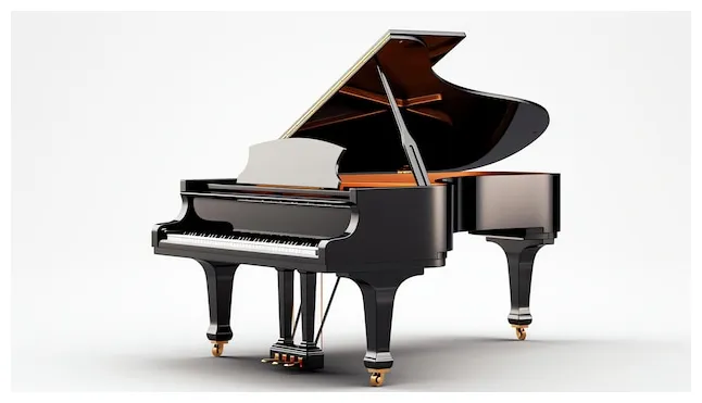 Premium a black piano with a brown and black piano