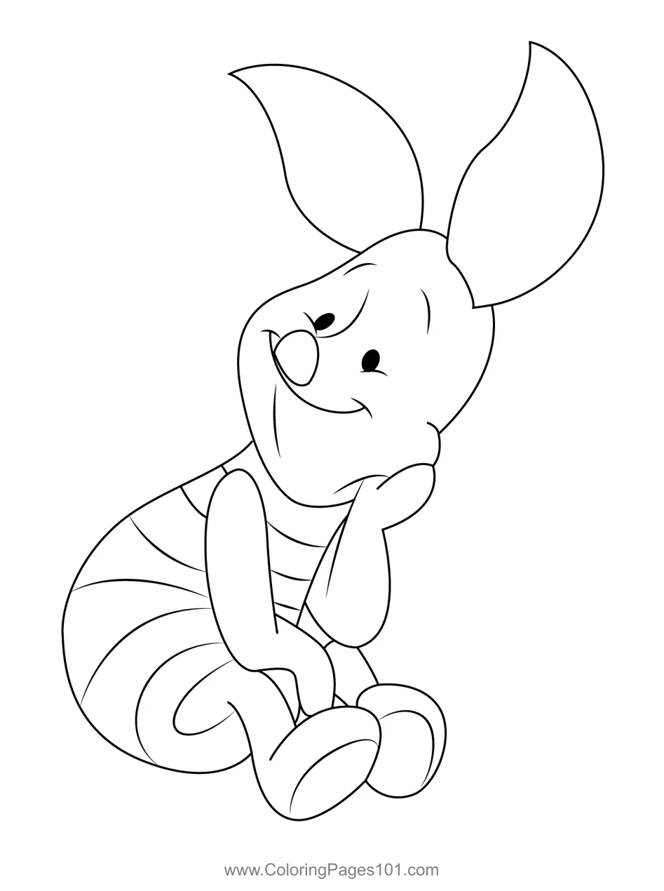 Cute piglet posing coloring page for kids free piglet printable