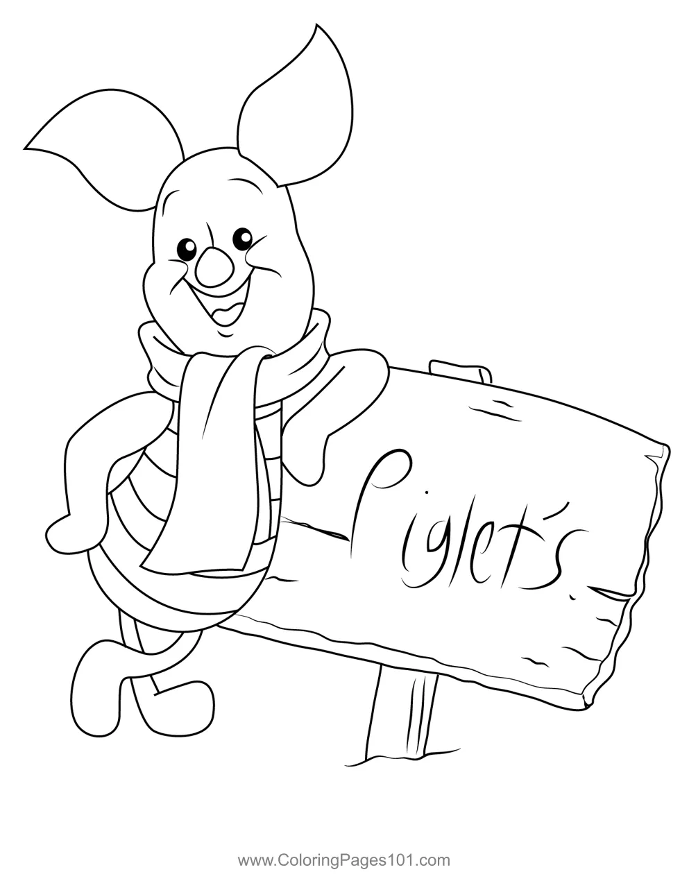 Piglet style coloring page for kids free piglet printable coloring