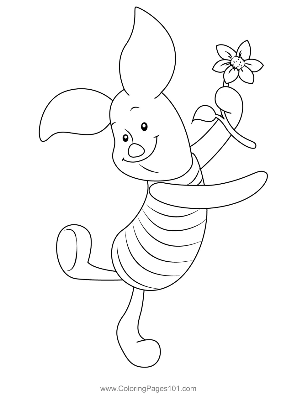 Piglet happily coloring page for kids free piglet printable coloring