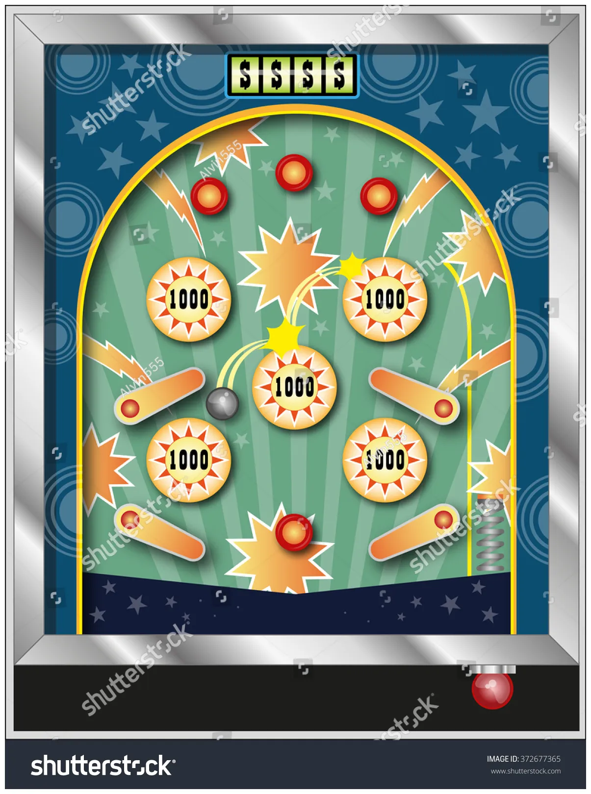 Pinball machine stock vector 372677365 shutterstock