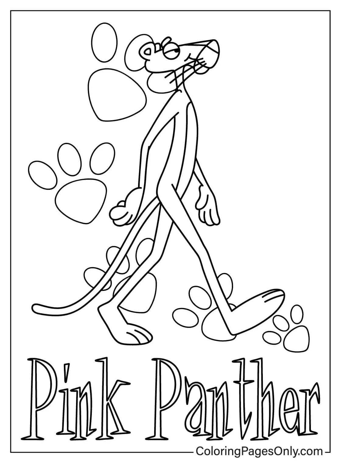 Pink panther walking free printable coloring pages