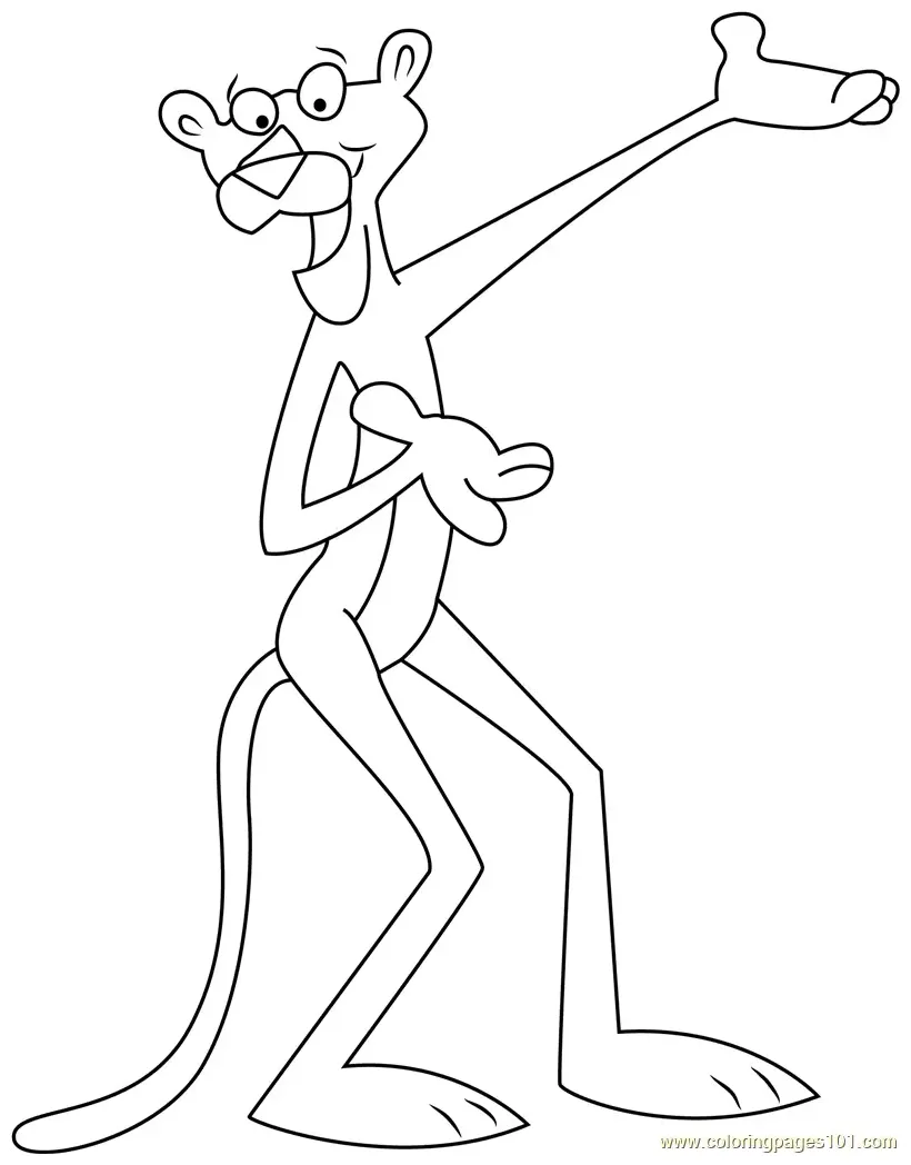 Happy pink panther coloring page for kids free the pink panther