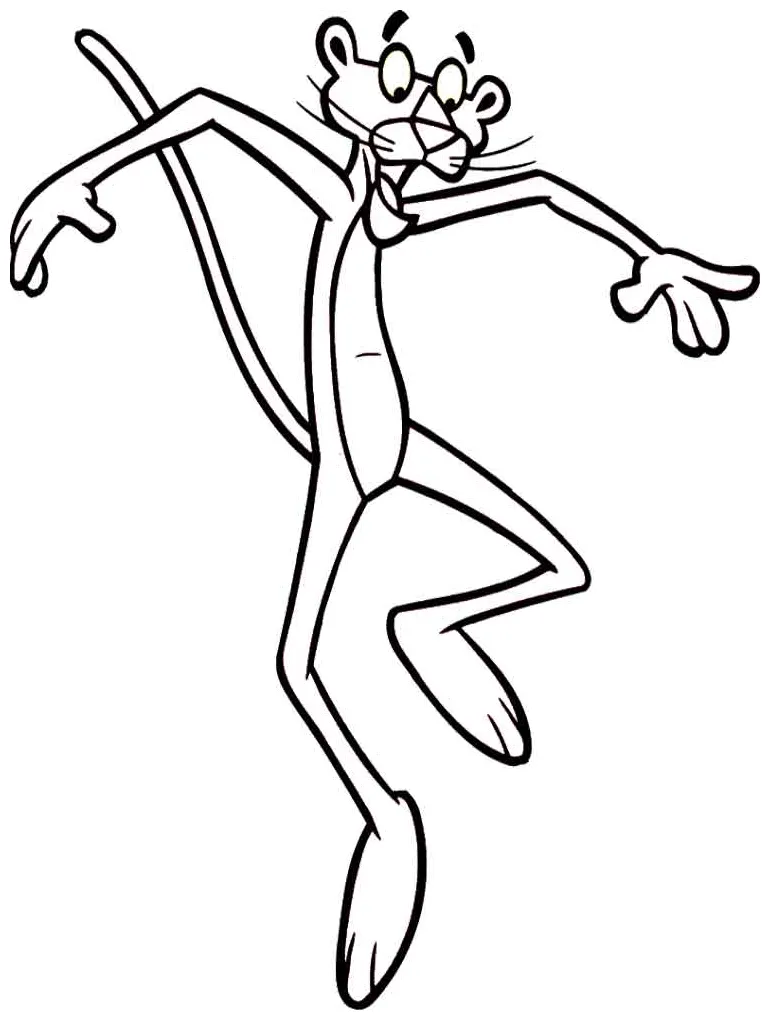 Pink panther jumps coloring page